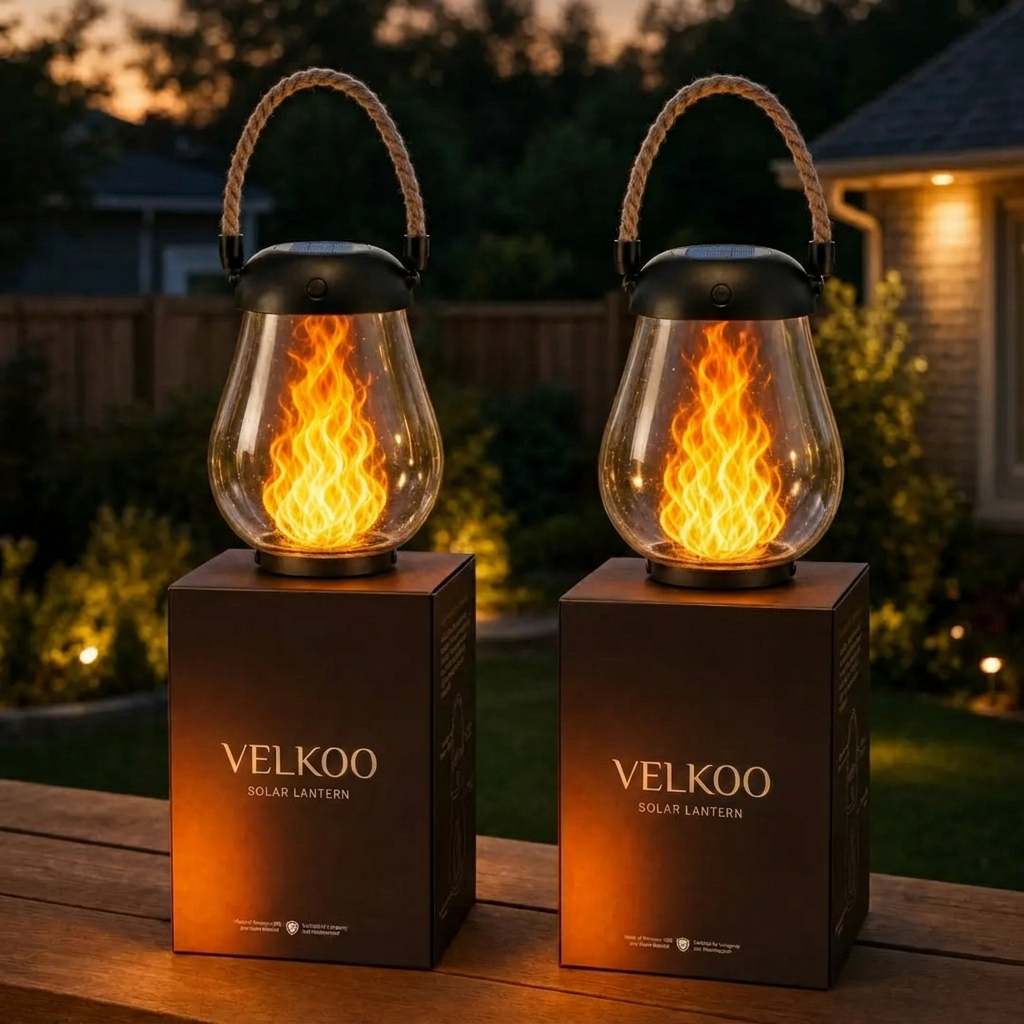 Velkoo™ Solar Lantern – Flame Effect